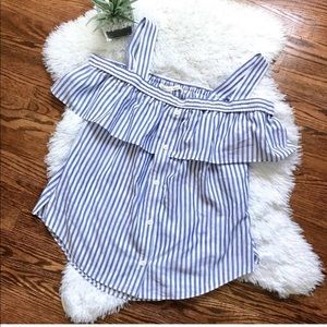 Veronica Beard striped off shoulder tank top